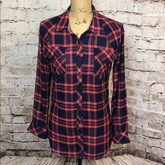 Rails Tops - RAILS Long Sleeve Pink/Blue Plaid Button Sz S